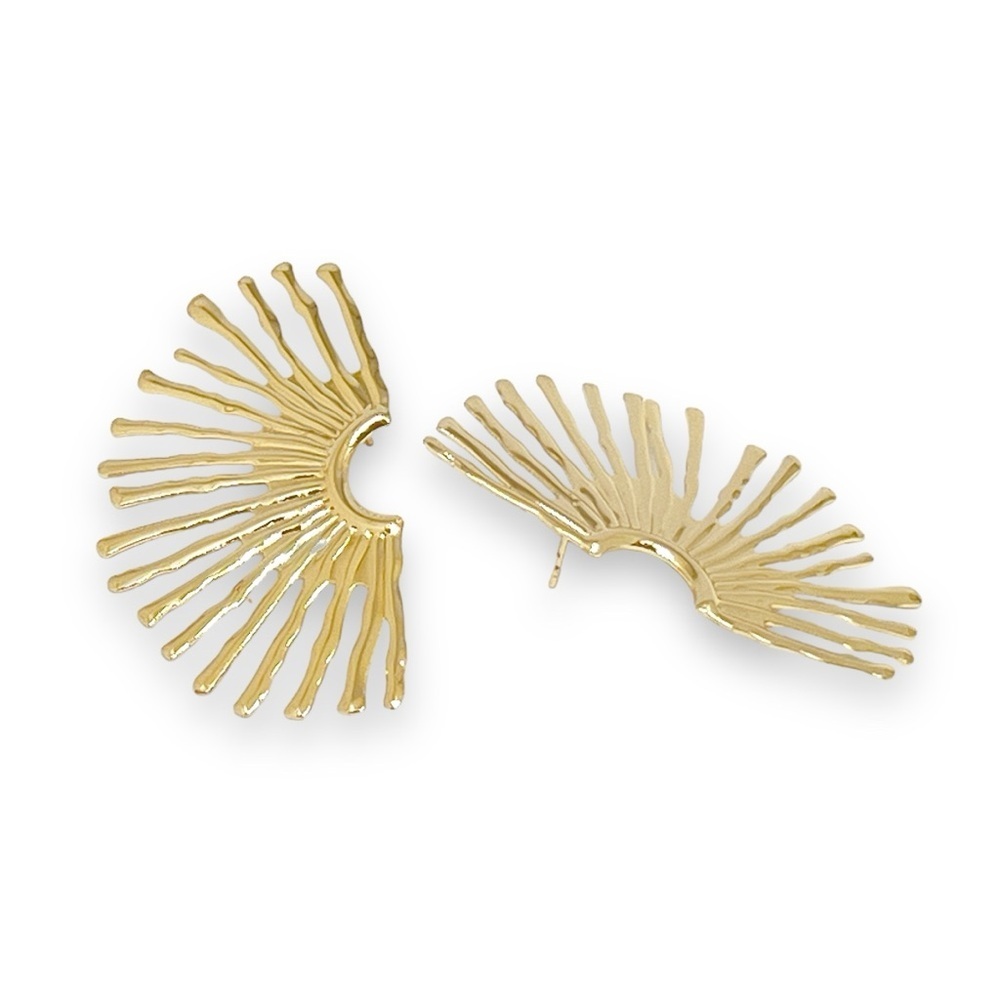 Gold Filled Fan Stud Earrings - Picture 4 of 4
